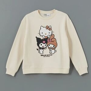 Sanrio Cream Sweatshirt with Hello Kitty & Friends Graphic